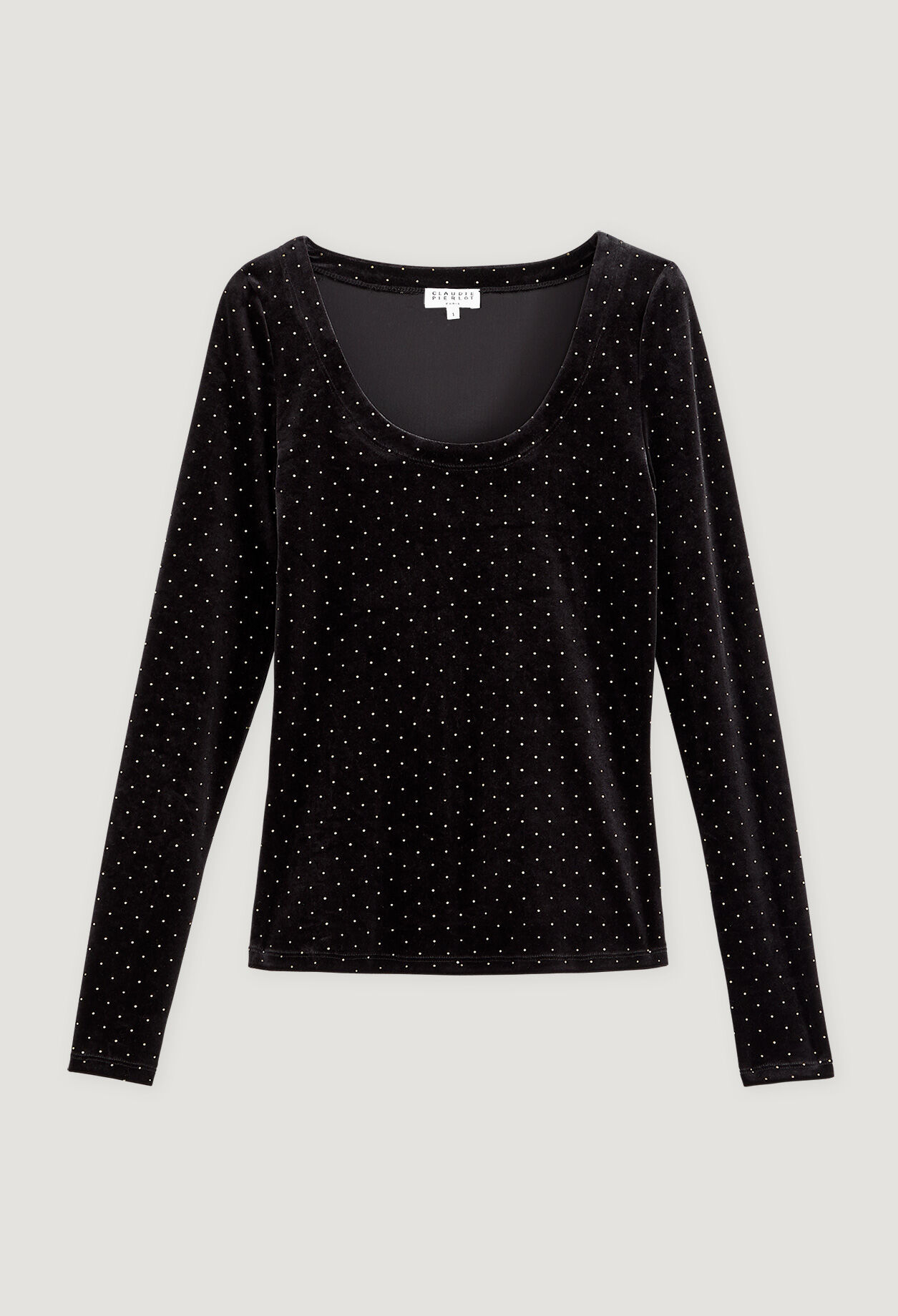 Schwarzes T-Shirt mit Strasssteinen