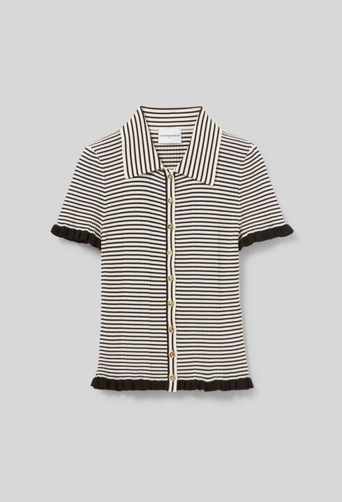 Top polo rayures boutonné