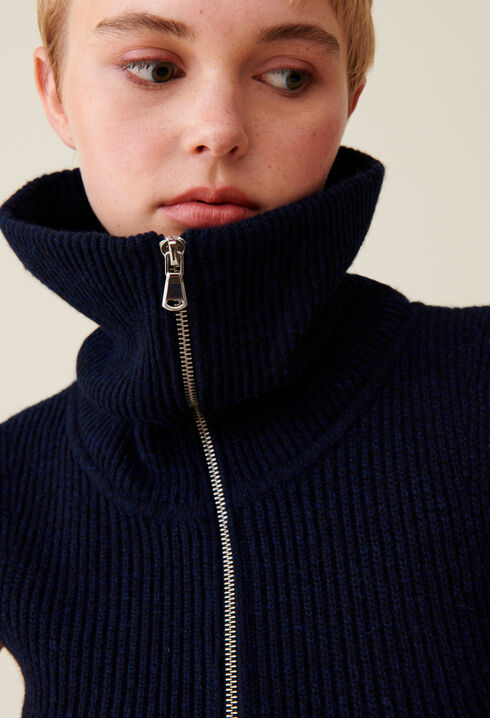Robe maille zippée col montant