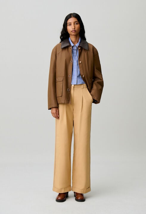 Straight pleated trousers