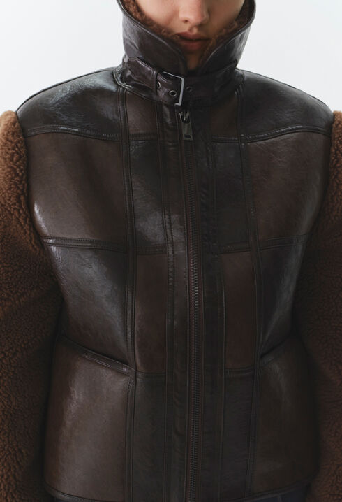 Veste bi-matière courte bicolore