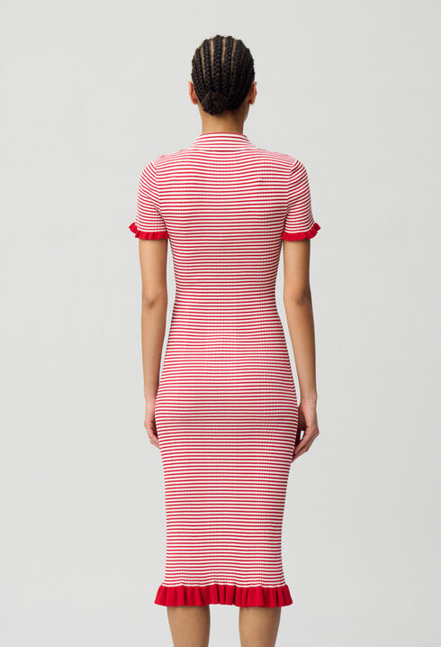 Striped fine knit maxi dress
