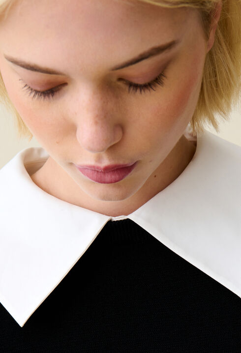 Strickkleid abnehmbarem Kragen