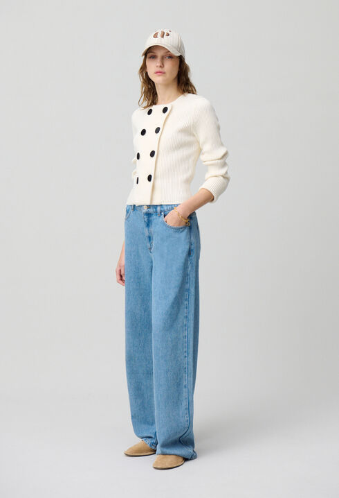 Cardigan laine mélangée boutonné