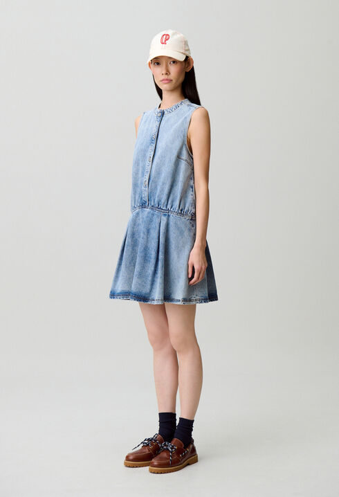 Robe denim délavé évasée