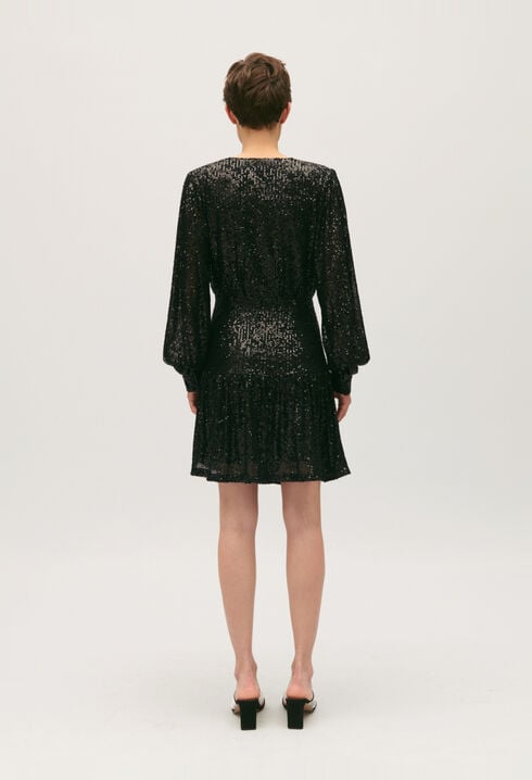 Short black dress with sequins