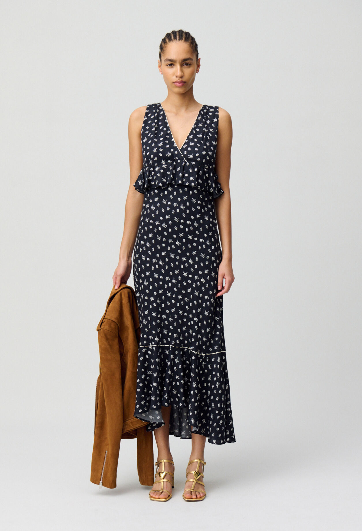 Robe longue volantée