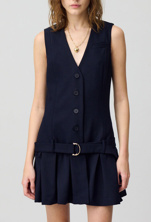 Robe courte cintr&eacute;e pliss&eacute;e