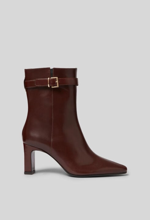 Leather heeled ankle boots