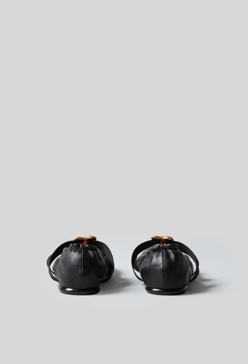 Ballerines cuir cœur doré