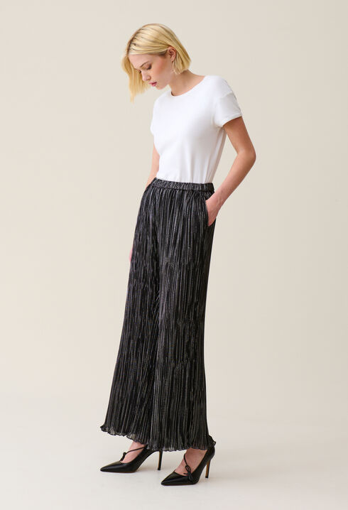 Silberne plissierte Hose