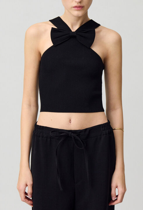 Fine knit bow top