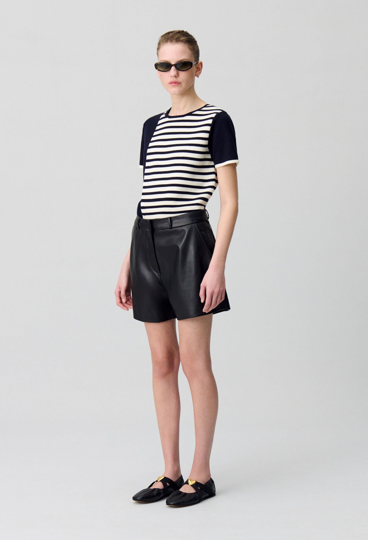 Black leather shorts 