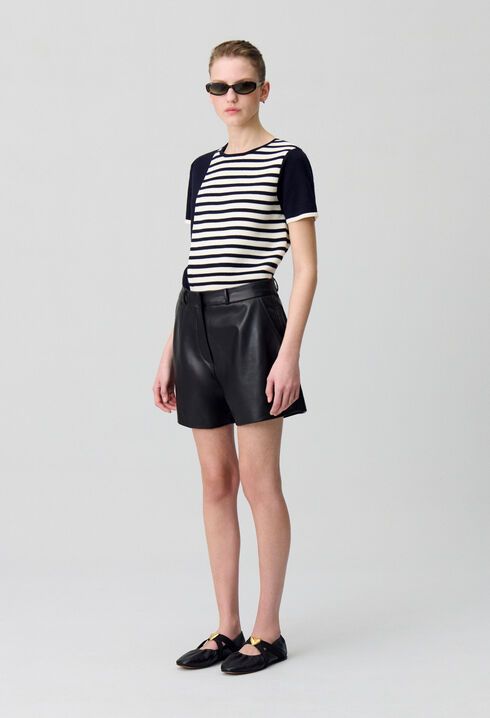 Schwarze Leder-Shorts 