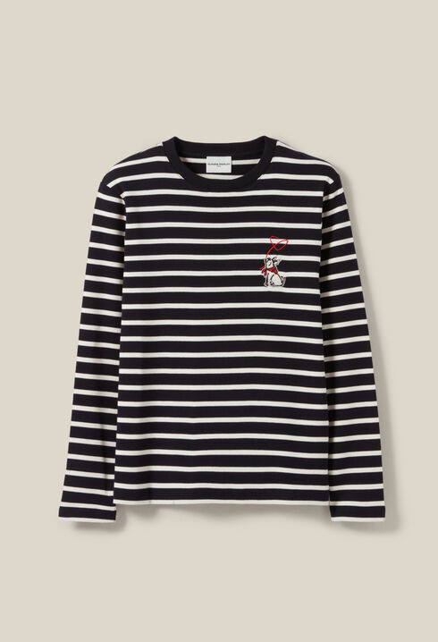T-shirt marinière broderie Jean Toto