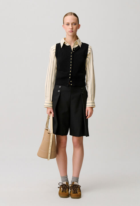 Top maille boutonn&eacute;