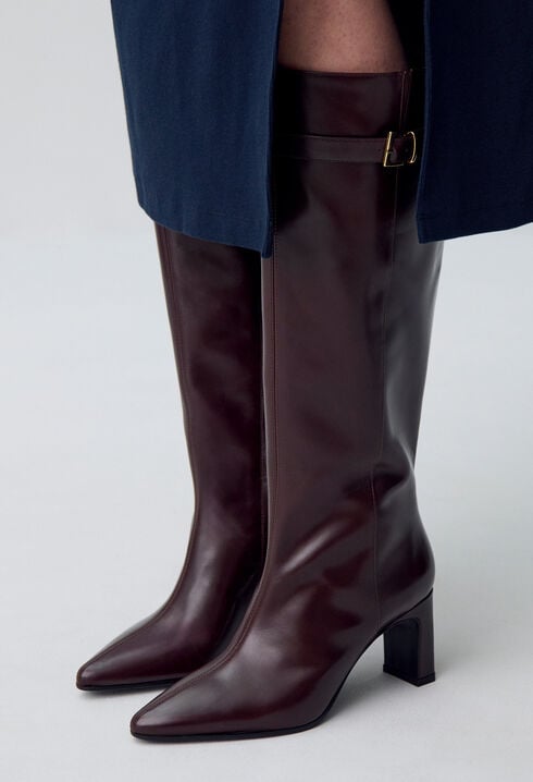 Bottes hautes cuir boucle