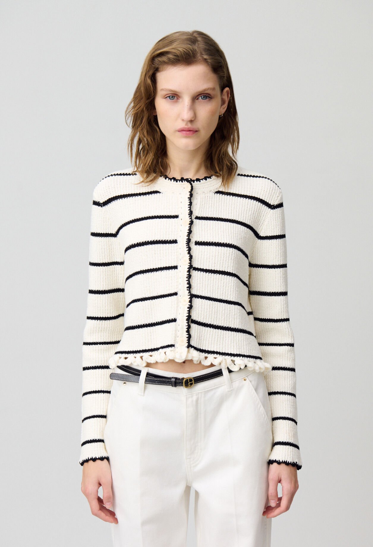 Sleeveless Cardigan Zara Navy And White Striped Jumper Fine Knit