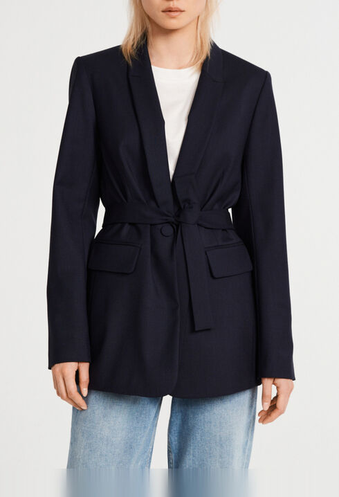 Belted suit jacket