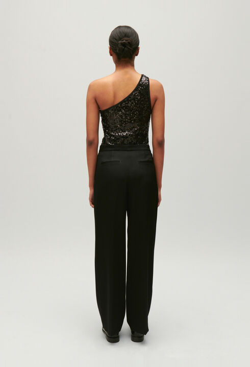 Body asymétrique sequins noir