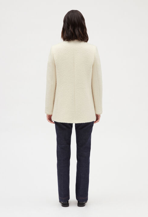 Beige tweed long-sleeved jacket
