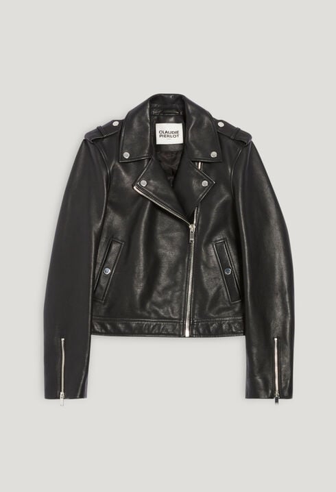 Black grained leather jacket 