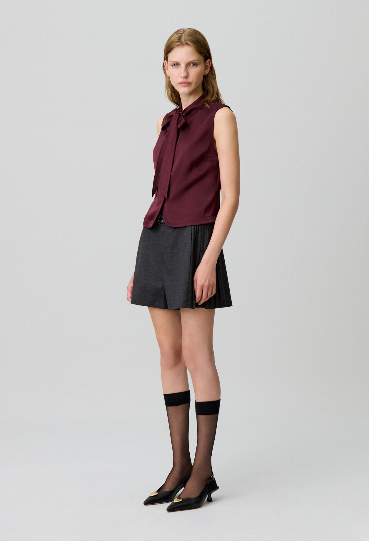 Sleeveless satin blouse
