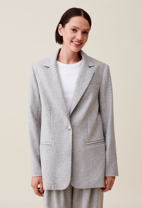 Veste tailleur gris laine mélangée