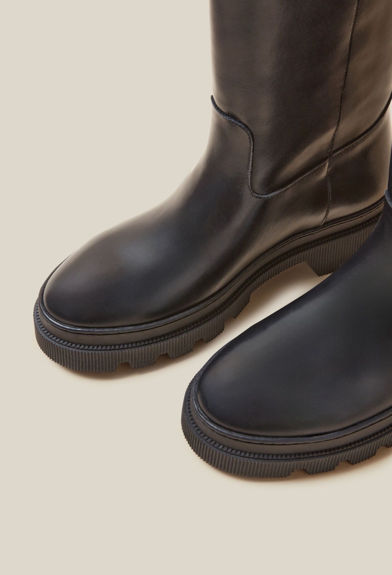 Smooth Leather High Boots