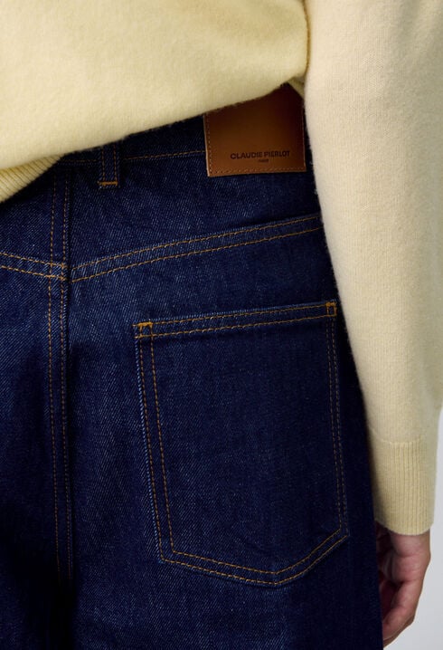 Raw denim straight-cut jeans