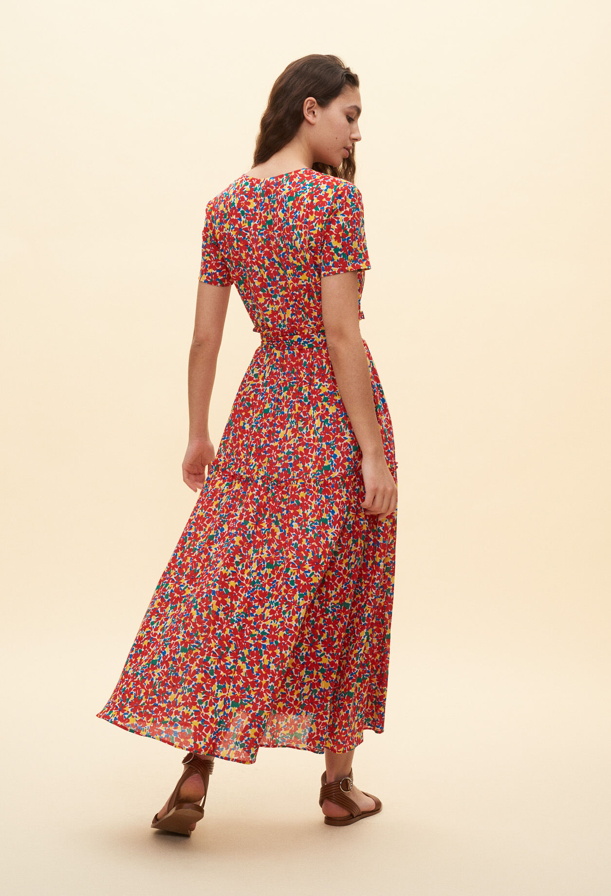 Robe fleurie à fronces