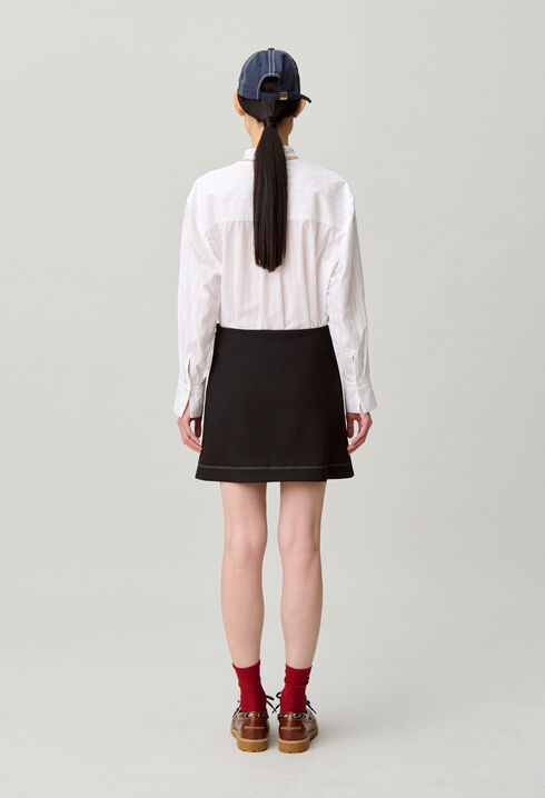 Contrast stitch straight skirt