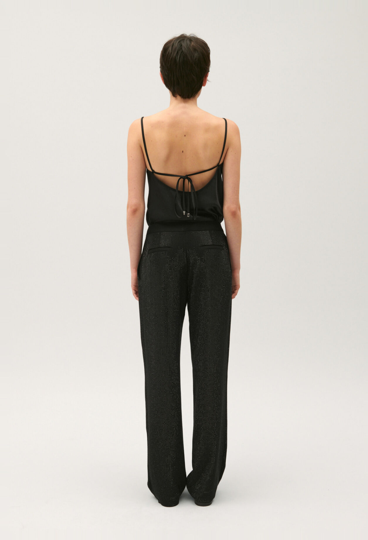 Black trousers with rhinestones