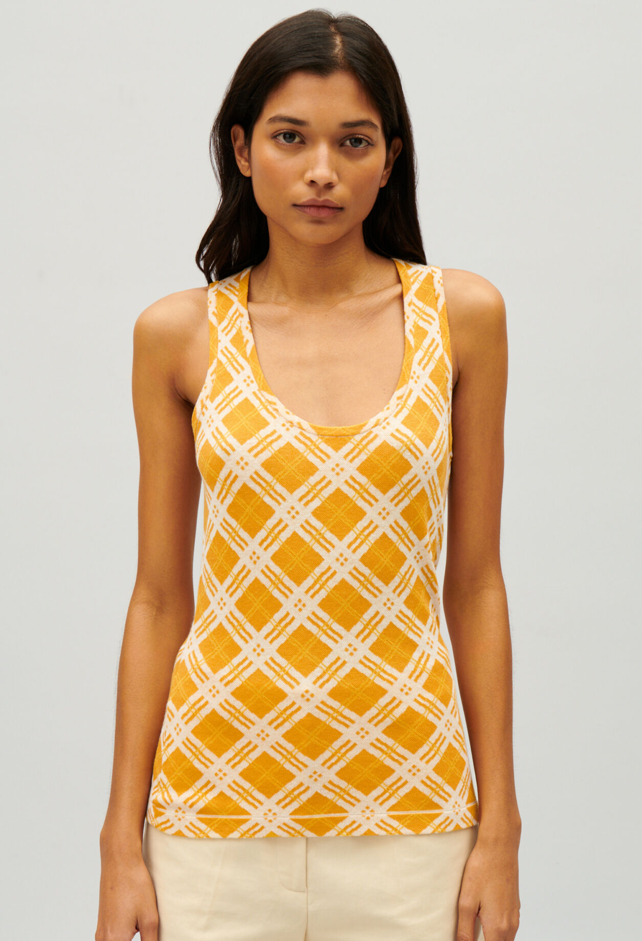 Tanktop Karomuster in Gelb