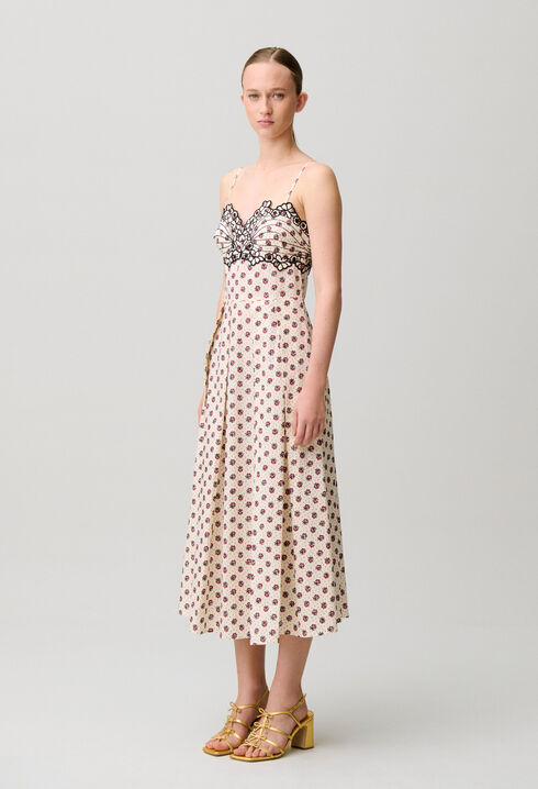 Robe coton imprim&eacute;e broderies