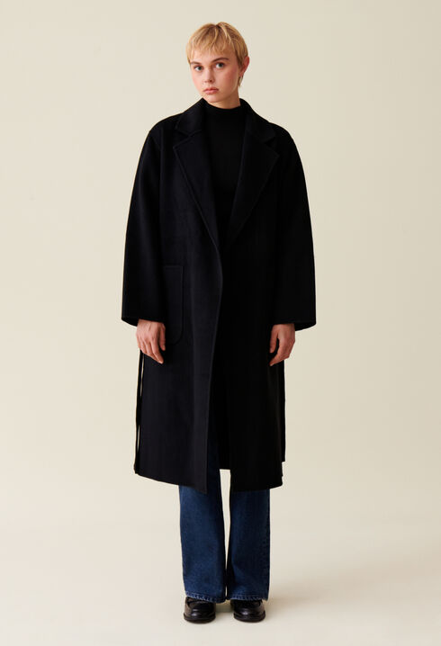 Black belted long coat
