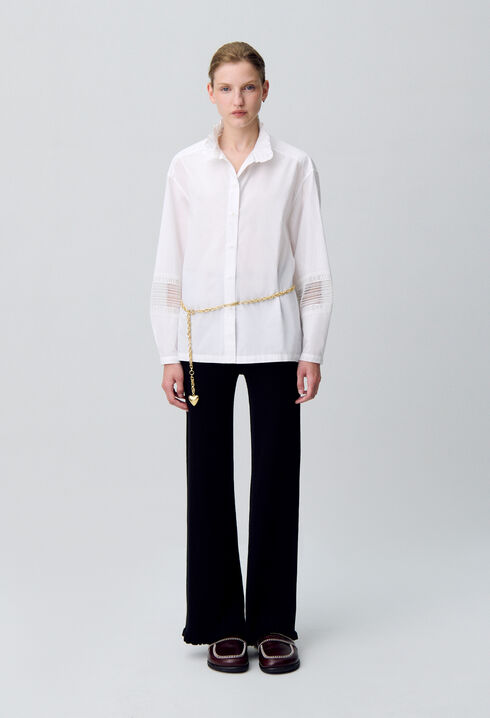 Cotton shirt with frill collar