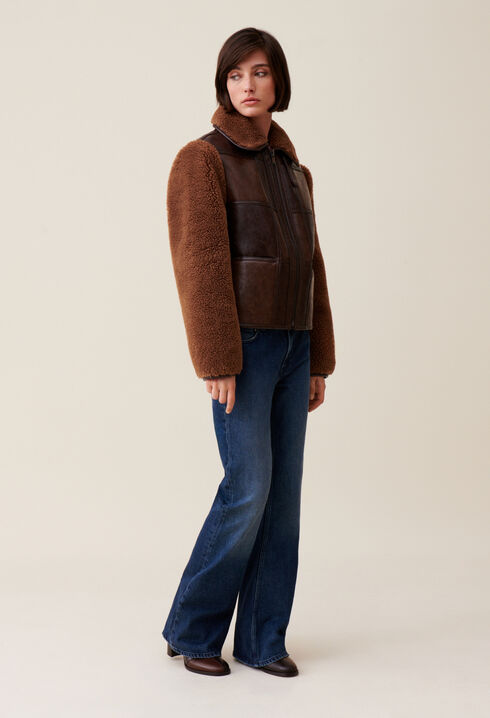 Veste bi-matière courte bicolore