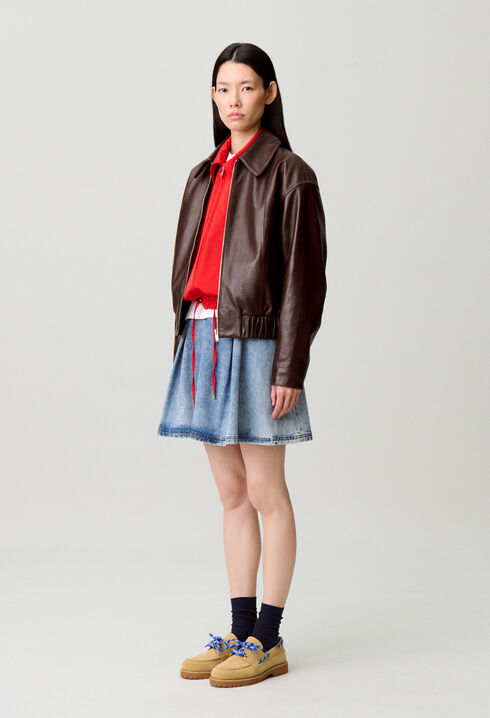 Casual shiny leather jacket