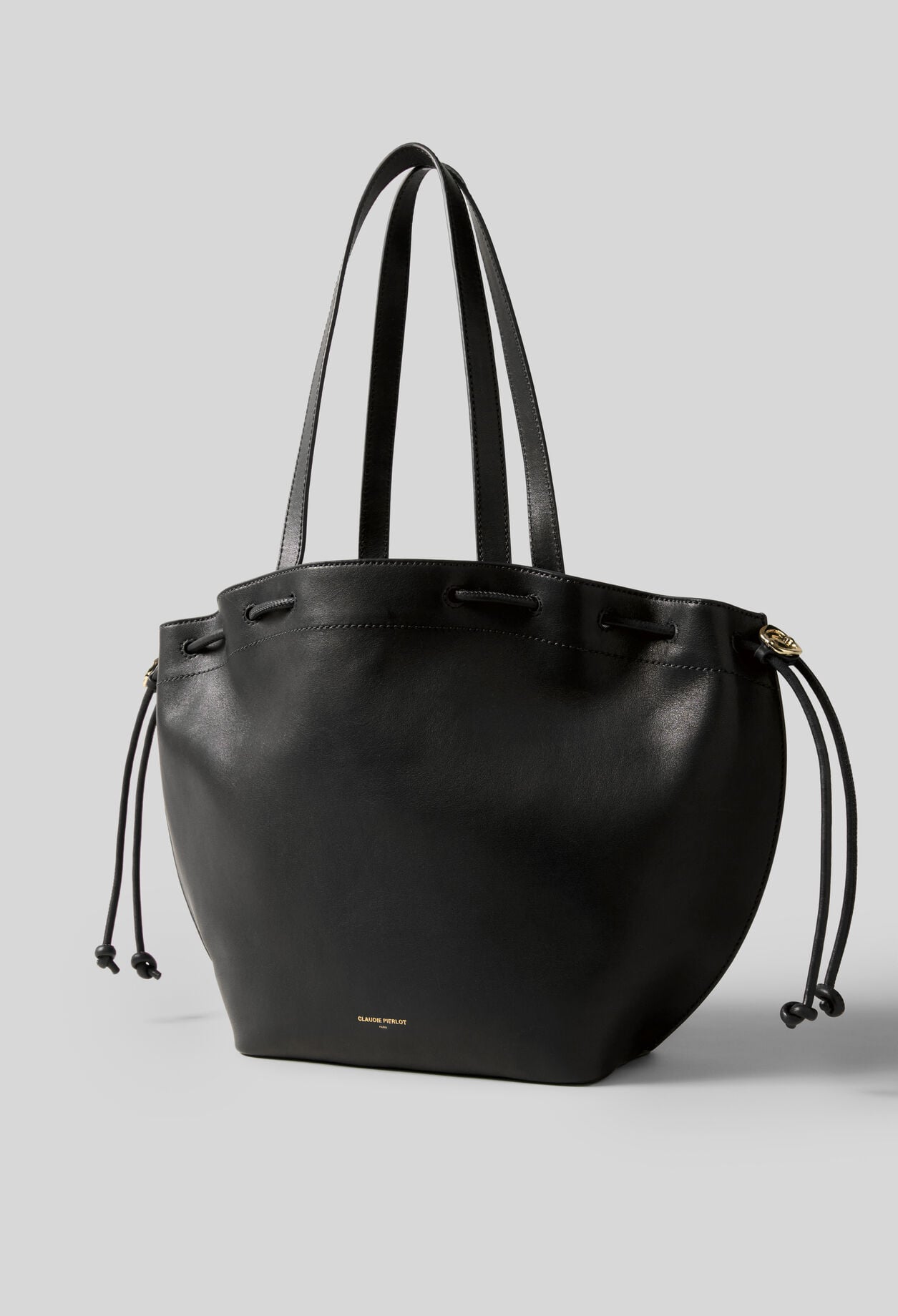 Smooth leather tote with gold logo