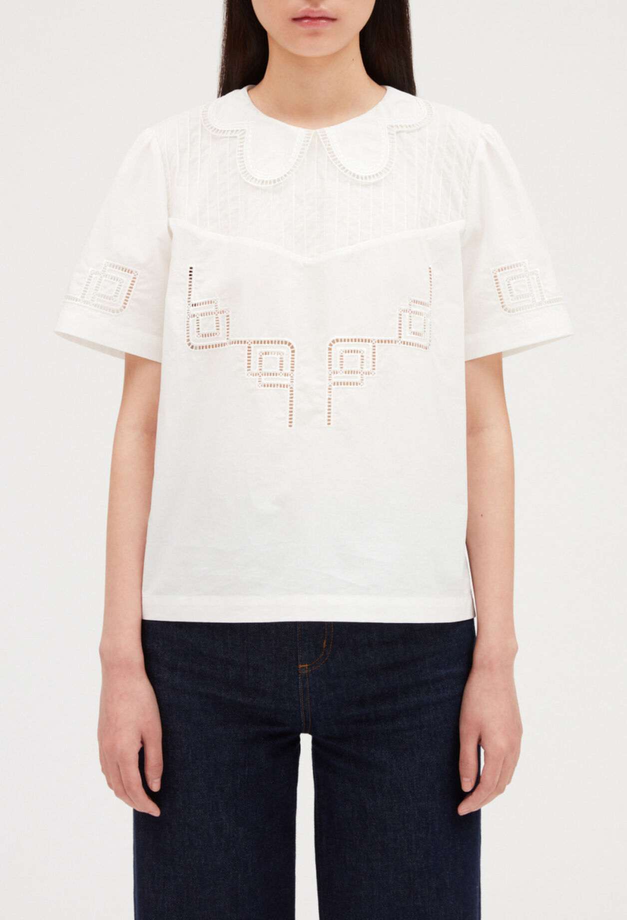 Ecru lace collar top