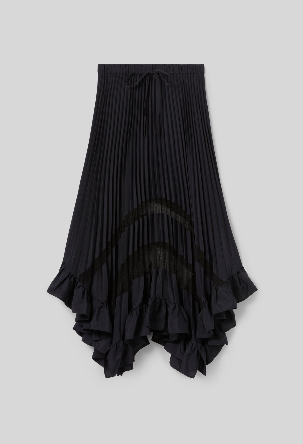 Jupe midi plissée et asymétrique