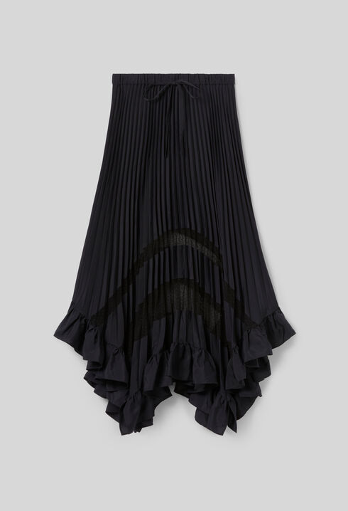 Jupe midi plissée et asymétrique
