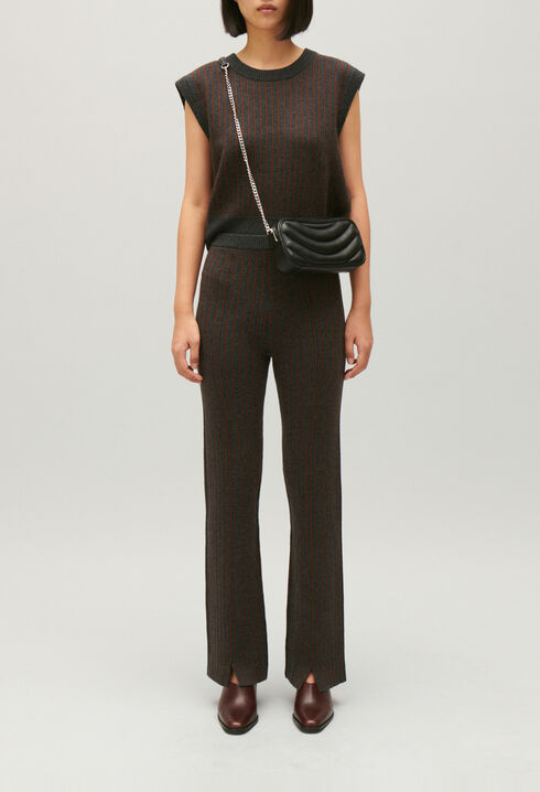 Pantalon maille rayée 