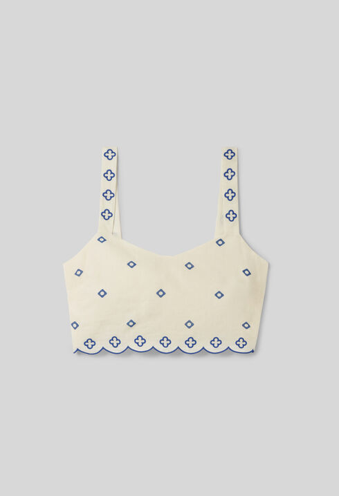 Embroidered Strap Top