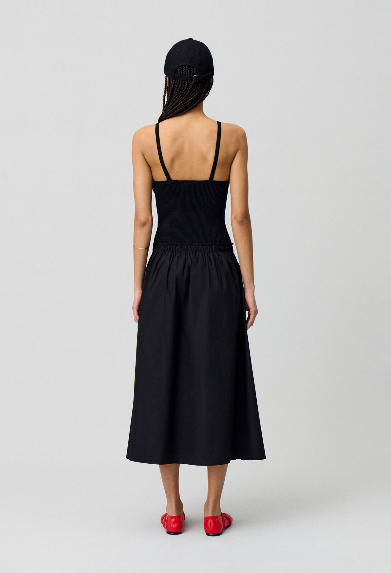 Midi dress with knit bodice