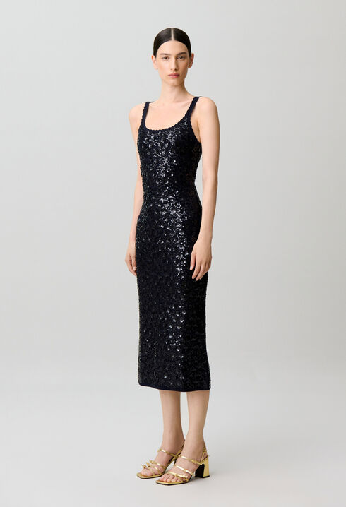 Robe longue maille sequins