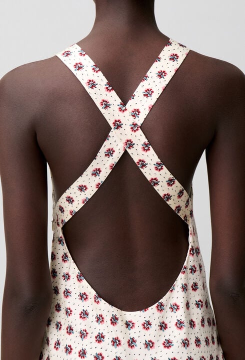 Robe longue satin imprim&eacute;