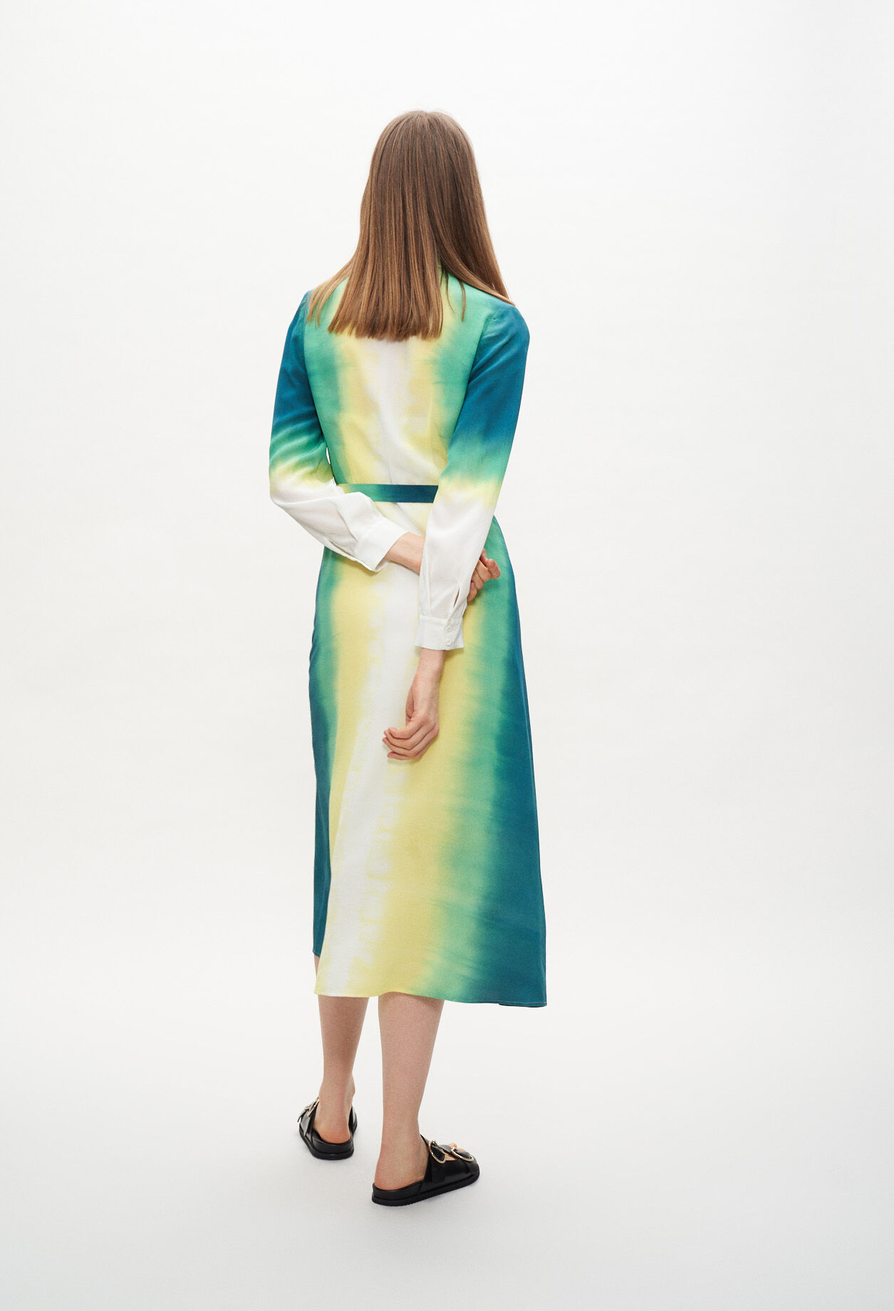 Robe chemise longue imprimée tie & dye