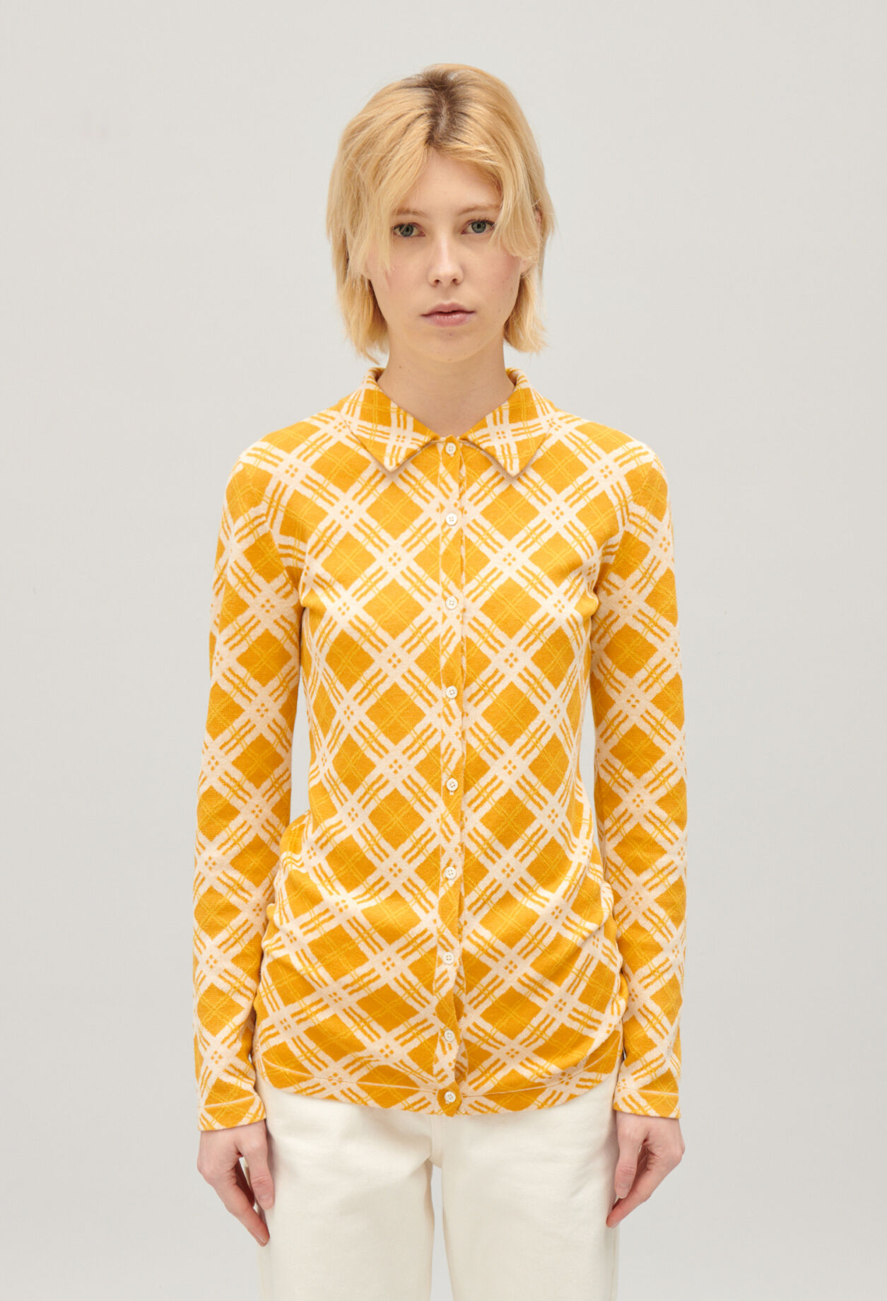 Cardigan Karomuster Gelb